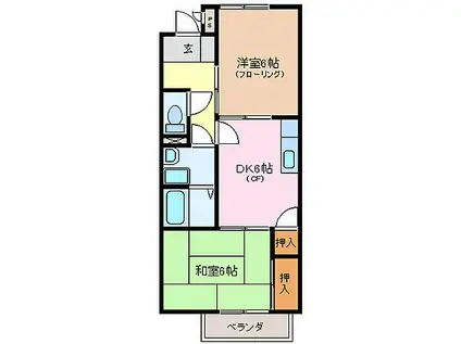 サープラス喜久屋Ⅱ(2DK/1階)の間取り写真