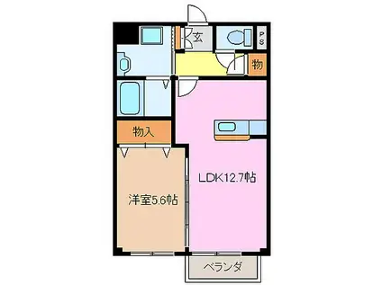 ルーチェ塚本(1LDK/1階)の間取り写真