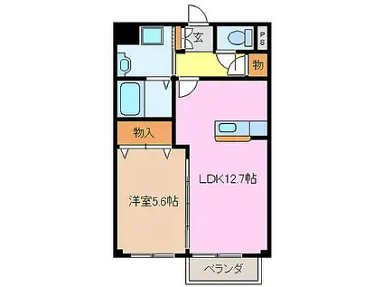 ルーチェ塚本(1LDK/2階)の間取り写真