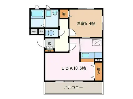 FUJIKATA M S(1LDK/1階)の間取り写真