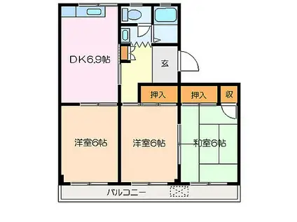 近鉄山田線 松阪駅 徒歩37分 2階建 築30年(3DK/1階)の間取り写真