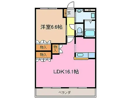 JR紀勢本線 六軒駅(三重) 徒歩22分 2階建 築21年(1LDK/1階)の間取り写真