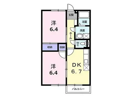 JR紀勢本線 相可駅 徒歩89分 2階建 築29年(2DK/1階)の間取り写真