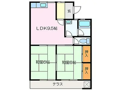JR紀勢本線 松阪駅 徒歩53分 2階建 築37年(2LDK/2階)の間取り写真