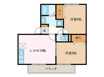 JR紀勢本線 六軒駅(三重) 徒歩37分 2階建 築20年(2LDK/1階)の間取り写真