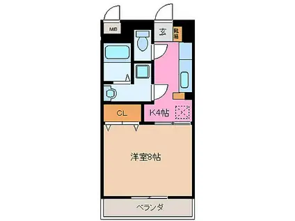近鉄山田線 東松阪駅 徒歩13分 3階建 築16年(1K/1階)の間取り写真
