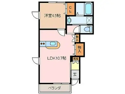 JR紀勢本線 松阪駅 徒歩54分 2階建 築16年(1LDK/1階)の間取り写真