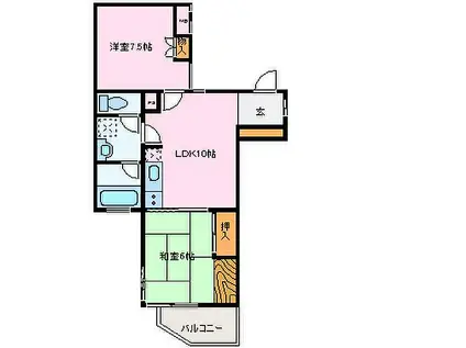 近鉄志摩線 志摩赤崎駅 徒歩49分 6階建 築40年(2LDK/2階)の間取り写真
