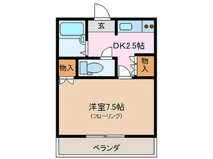 JR参宮線 田丸駅 徒歩5分 2階建 築30年(1K/2階)の間取り写真