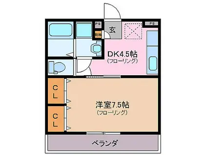 JR参宮線 宮川駅 徒歩14分 3階建 築21年(1DK/1階)の間取り写真