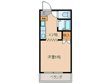 JR参宮線 五十鈴ケ丘駅 徒歩17分 2階建 築27年(1K/2階)の間取り写真