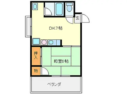 近鉄山田線 伊勢市駅 徒歩3分 4階建 築58年(1DK/4階)の間取り写真