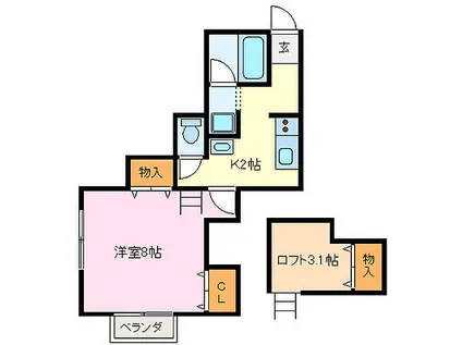 近鉄鳥羽線 五十鈴川駅 徒歩15分 2階建 築26年(1K/2階)の間取り写真