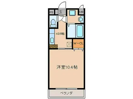 近鉄山田線 伊勢市駅 徒歩8分 8階建 築18年(1K/5階)の間取り写真