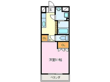 JR参宮線 五十鈴ケ丘駅 徒歩7分 3階建 築18年(1K/1階)の間取り写真