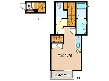 伊勢鉄道 津駅 徒歩7分 2階建 築1年(ワンルーム/2階)の間取り写真