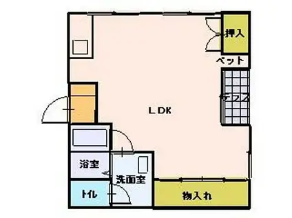 JR福塩線 備後本庄駅 徒歩12分 3階建 築21年(ワンルーム/1階)の間取り写真