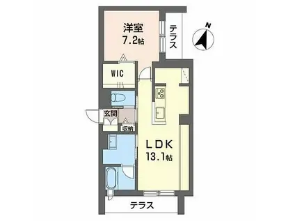 クレールコート沖野上BELS認証(1LDK/1階)の間取り写真