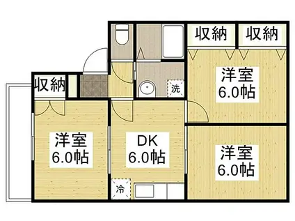 メンバーズタウン草戸I(3DK/2階)の間取り写真