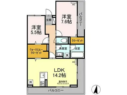 DーRESIDENCE西町(2LDK/3階)の間取り写真