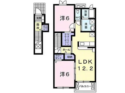 ブリュンヒルト(2LDK/2階)の間取り写真