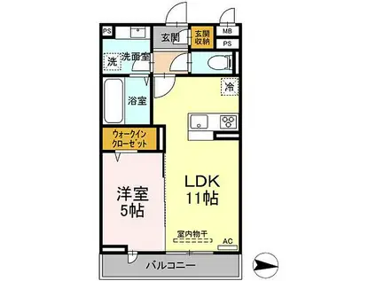 フェールII(1LDK/2階)の間取り写真