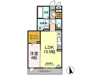 オアシス木之庄(1LDK/2階)の間取り写真