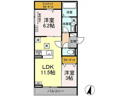 メラヴィリア昭和町(2LDK/1階)の間取り写真