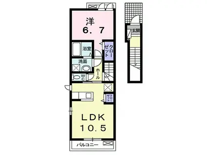 サンフレーア(1LDK/2階)の間取り写真