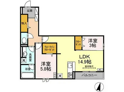 敬正会御門ホームズ(2LDK/2階)の間取り写真