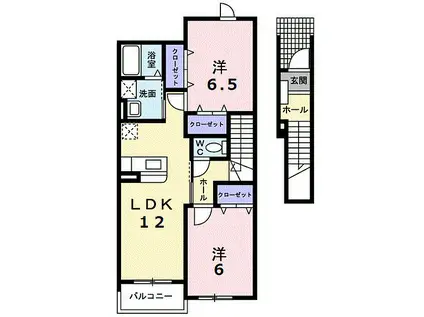 チェリッシュ(2LDK/2階)の間取り写真