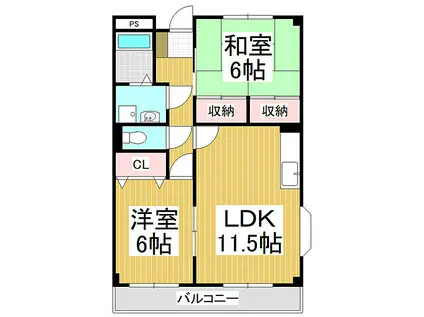 LIMPIA TAKAIDE B(2LDK/3階)の間取り写真