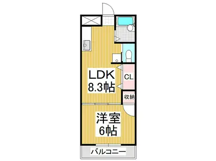 ロイヤルマンション九里巾(1LDK/3階)の間取り写真