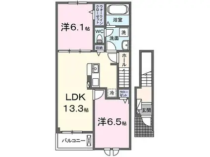メゾンサンパティークIII(2LDK/2階)の間取り写真