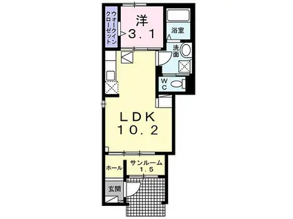 桜台アパート(1LDK/1階)の間取り写真