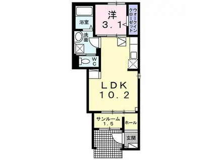桜台アパート(1LDK/1階)の間取り写真