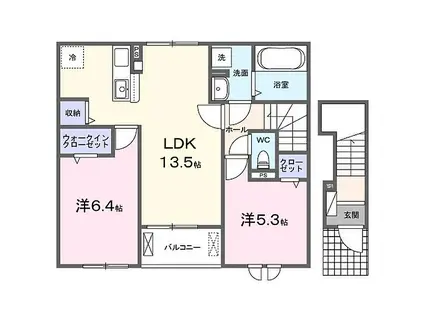 西原4丁目アパート(2LDK/2階)の間取り写真