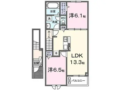 若栗アパート(2LDK/2階)の間取り写真