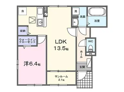 サン・マーレンVI(1LDK/1階)の間取り写真