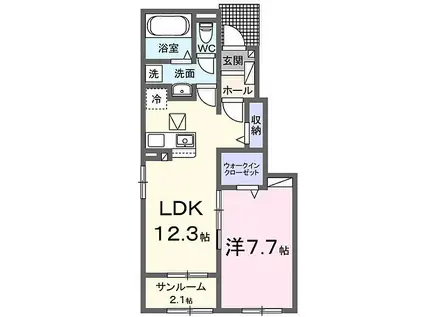 エピナール土浦2(1LDK/1階)の間取り写真