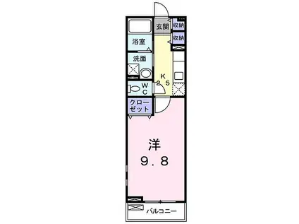 プレ・アビタシオン土浦IV(1K/2階)の間取り写真