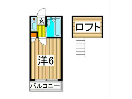 アミューズメント21塚越(1K/2階)の間取り写真