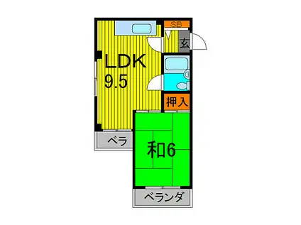 ヒロイトビル(1LDK/4階)の間取り写真