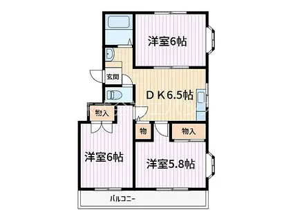 第2平田マンション(3DK/2階)の間取り写真