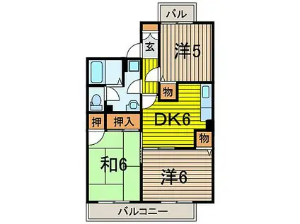 グランディール富士I(3DK/2階)の間取り写真
