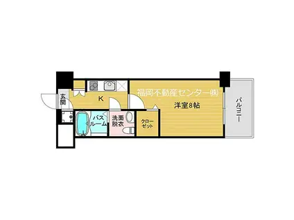 西鉄天神大牟田線 大橋駅(福岡) 徒歩12分 8階建 築14年(1K/3階)の間取り写真