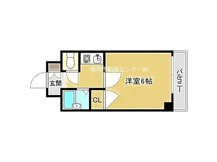 JR鹿児島本線 博多駅 徒歩14分 7階建 築31年(1K/2階)の間取り写真