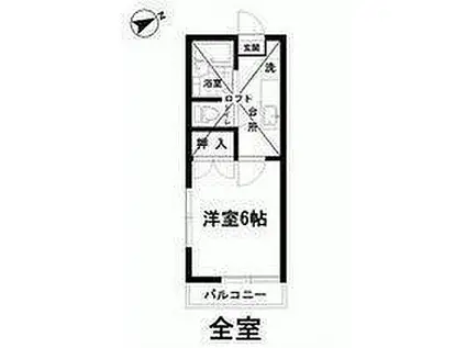 JR常磐線 いわき駅 バス乗車時間：18分 堀の内バス停で下車 徒歩7分 2階建 築34年(1K/1階)の間取り写真