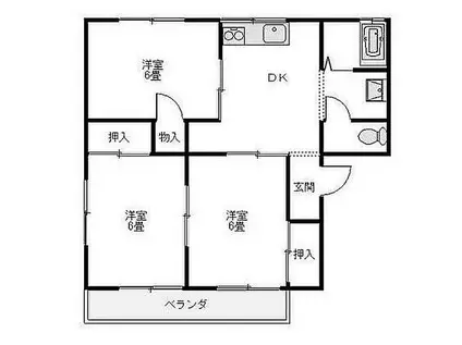 スカイハウス(3DK/2階)の間取り写真