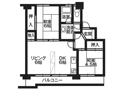 ルカーサ勿来II(2LDK/5階)の間取り写真